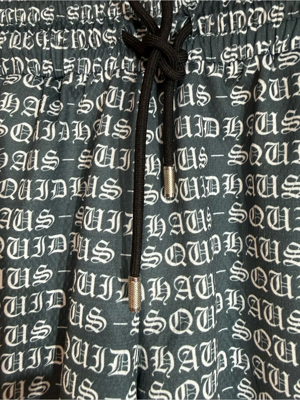 Squidhaus Mesh Athletic Shorts Old Money Green Signature Print Size M